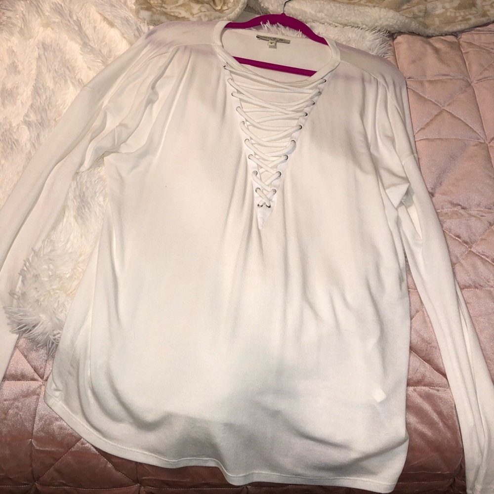 Lace up baggy long sleeve